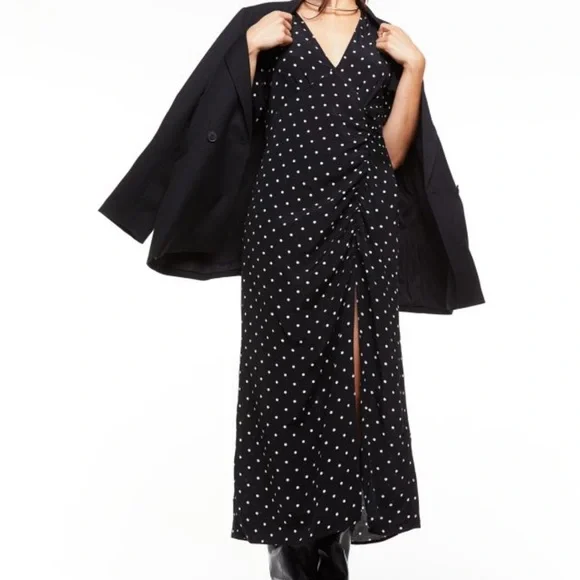 black polka dot dress h&m Women's Black/dotted Peplum Bandeau Dress